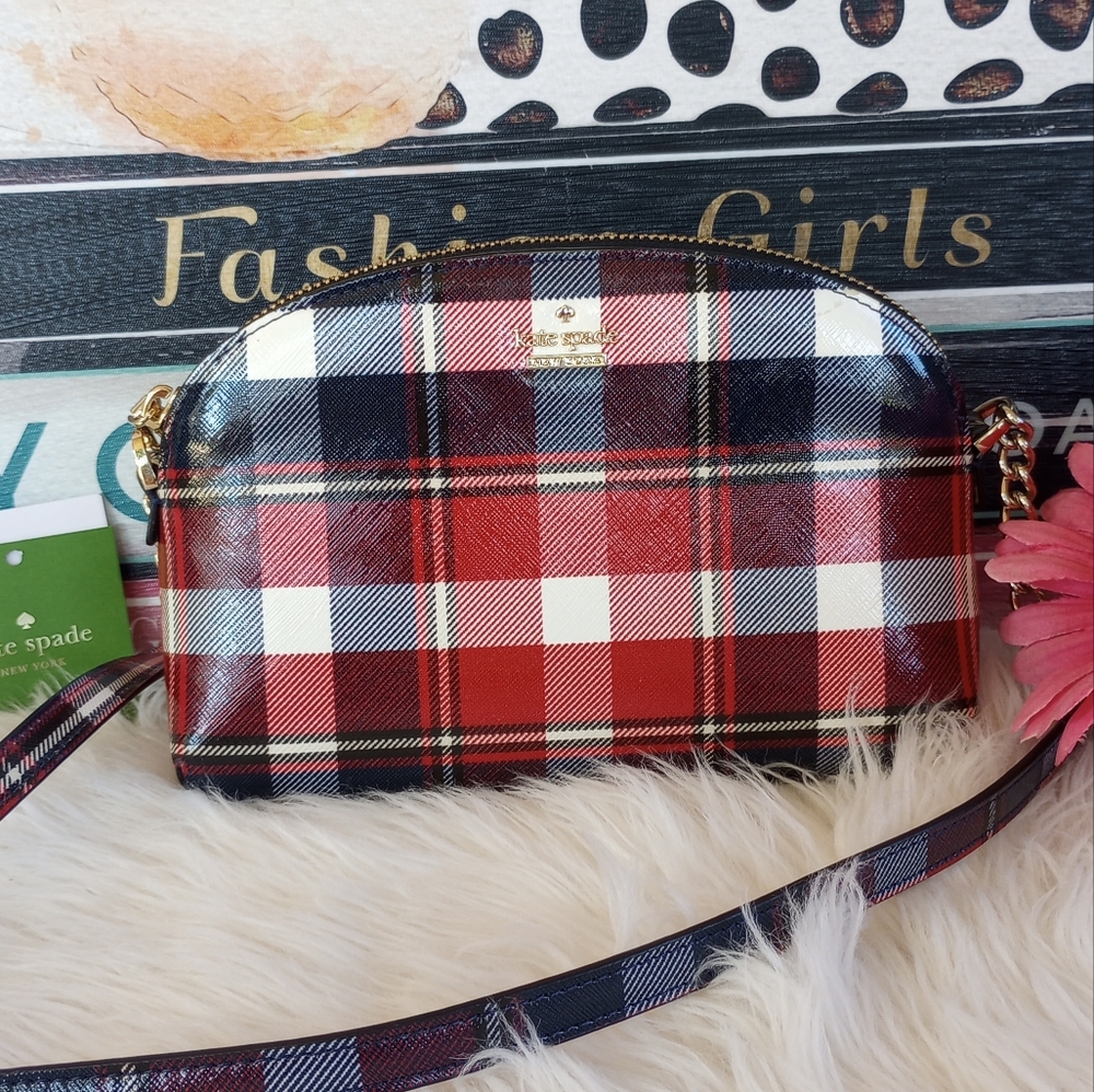 Kate Spade Lingonberry Cameron Street Rustic Plaid Crossbody Bag